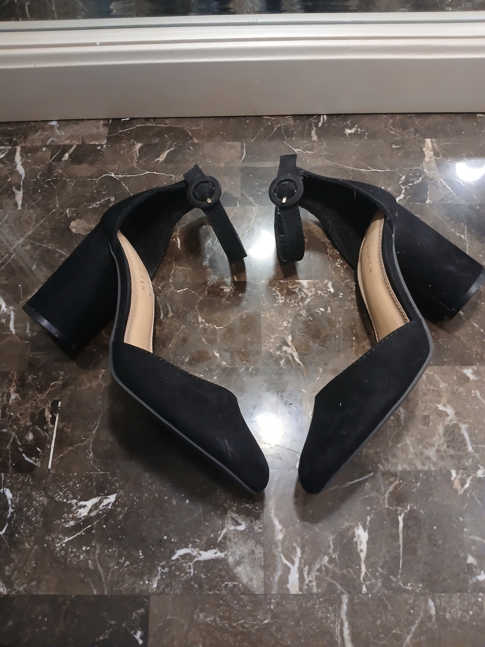 Classic Black Ankle-Strap Block Heels - Picture 3 of 10